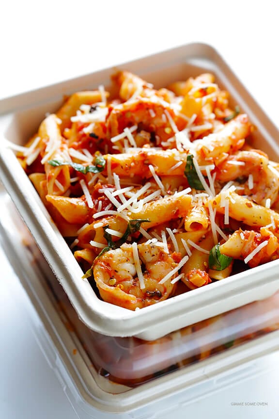 Shrimp Pasta with Creamy Tomato Basil Sauce -- simple to make, and so delicious and comforting | gimmesomeoven.com