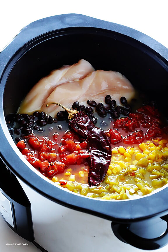 Slow Cooker Chicken Tortilla Soup -- this delicious recipe takes 10 minutes to prep, and then your crock pot does the rest! (It is also naturally gluten-free.) | gimmesomeoven.com