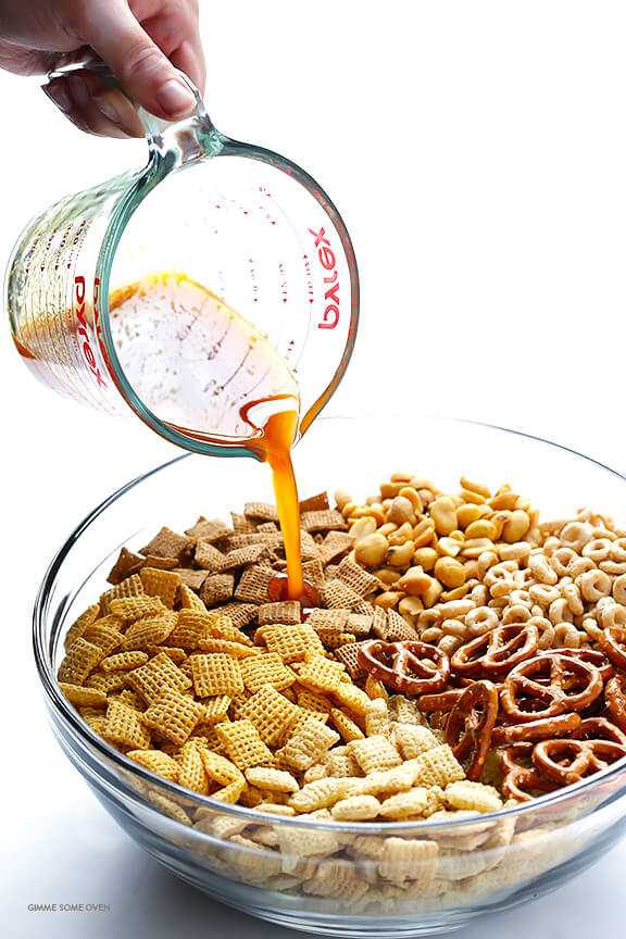 Coconut Oil Chex Mix Recipe -- easy to make in the oven or microwave, and so tasty! | gimmesomeoven.com