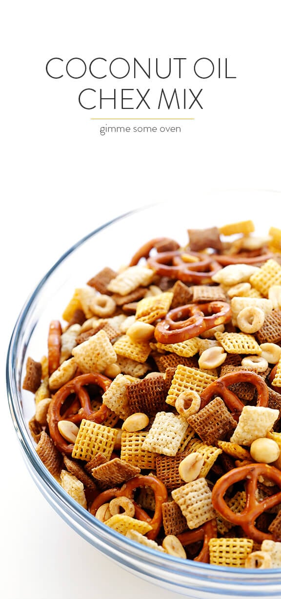 Coconut Oil Chex Mix Recipe -- easy to make in the oven or microwave, and so tasty! | gimmesomeoven.com