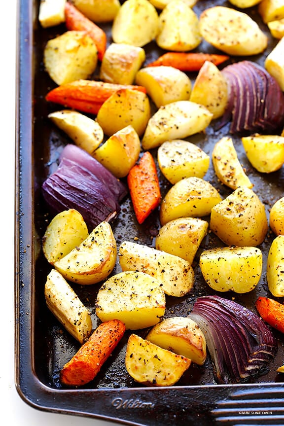 Roasted Root Vegetables -- super-easy to make, and extra delicious thanks to one secret ingredient | gimmesomeoven.com