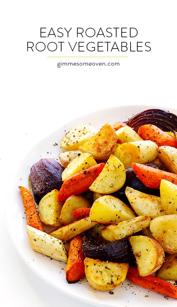 Roasted Root Vegetables -- super-easy to make, and extra delicious thanks to one secret ingredient | gimmesomeoven.com