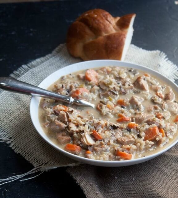 Cream of Turkey and Wild Rice Soup | backtoherroots.com