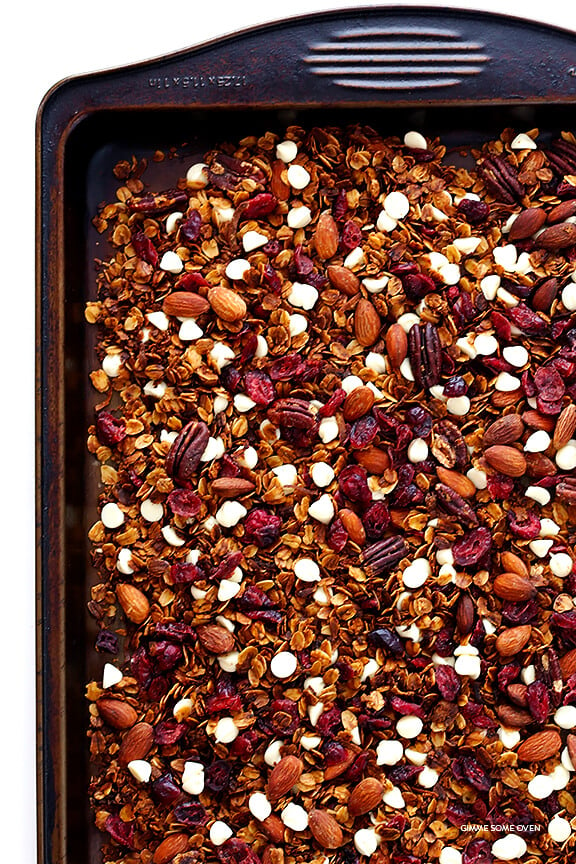 Cranberry White Chocolate Granola -- easy to make, and so delicious for breakfast or a snack! | gimmesomeoven.com