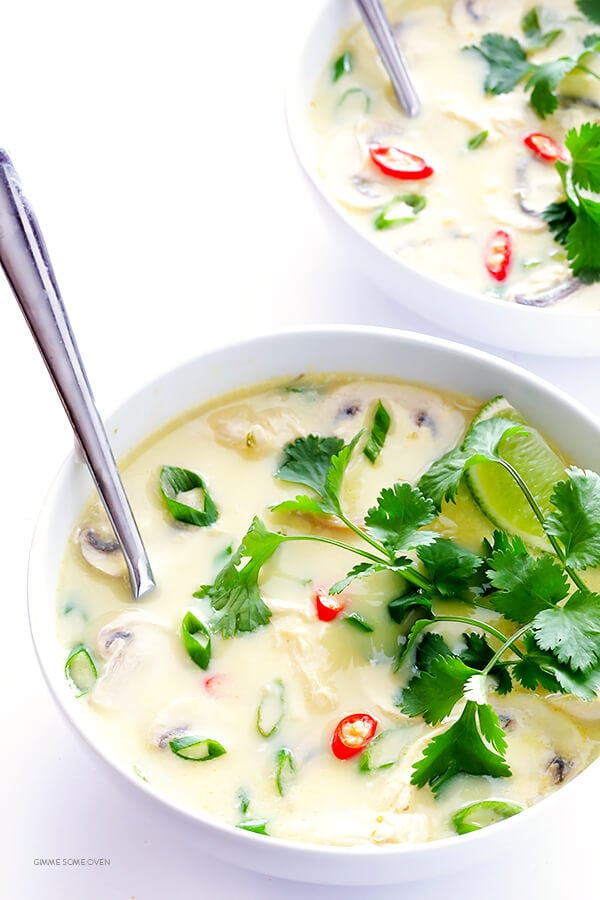 Tom Kha Gai (Thai Coconut Chicken Soup) -- easy to make at home, and absolutely delicious! | gimmesomeoven.com