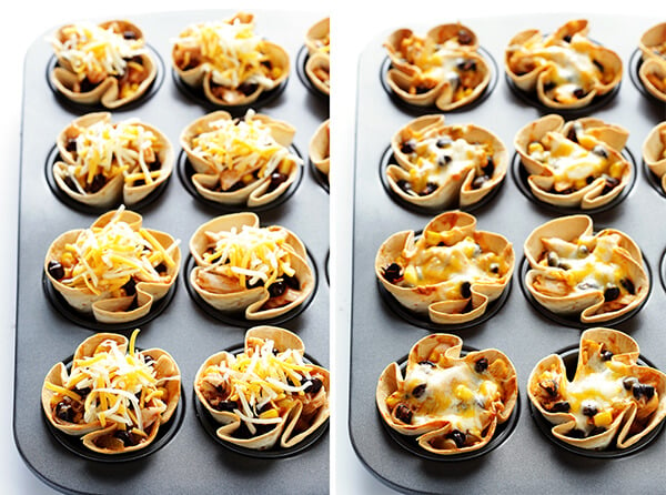 Easy Enchilada Cups -- quick and easy to make with your favorite fillings, and perfect for a party! | gimmesomeoven.com