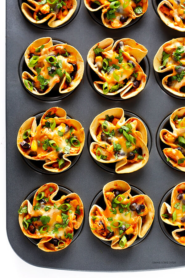 Easy Enchilada Cups -- quick and easy to make with your favorite fillings, and perfect for a party! | gimmesomeoven.com