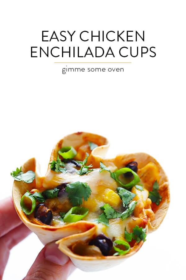 Easy Enchilada Cups -- quick and easy to make with your favorite fillings, and perfect for a party! | gimmesomeoven.com