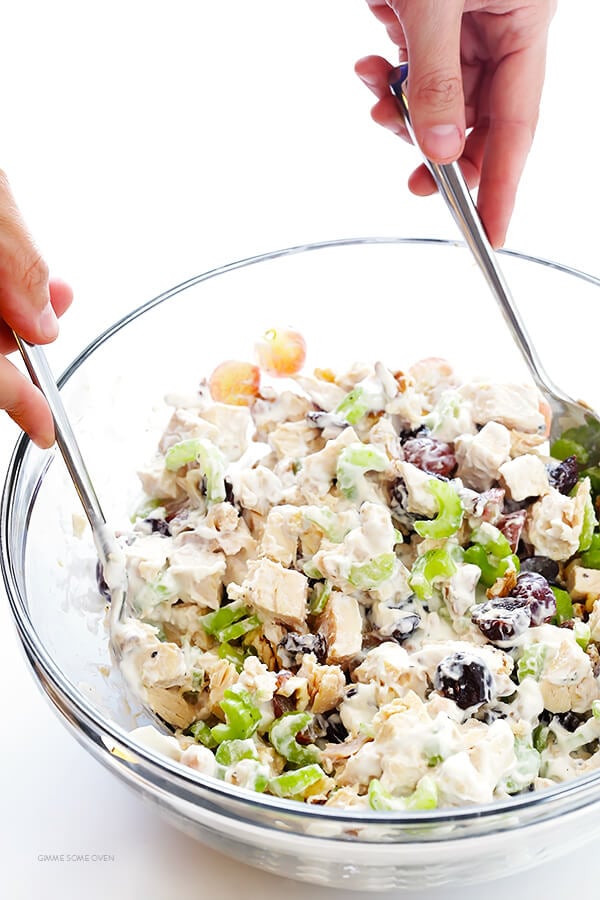 Lightened-Up Chicken Salad Recipe -- made with Greek yogurt and all of the classic ingredients we all love! | gimmesomeoven.com