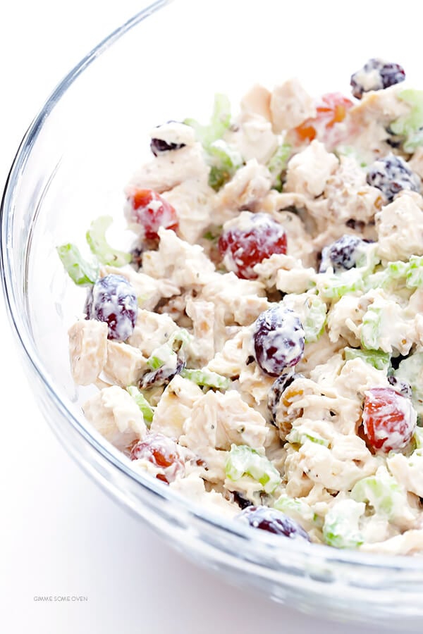 Lightened-Up Chicken Salad Recipe -- made with Greek yogurt and all of the classic ingredients we all love! | gimmesomeoven.com