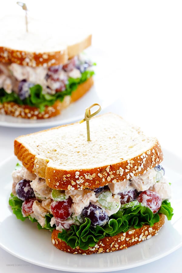 Lightened-Up Chicken Salad Recipe -- made with Greek yogurt and all of the classic ingredients we all love! | gimmesomeoven.com