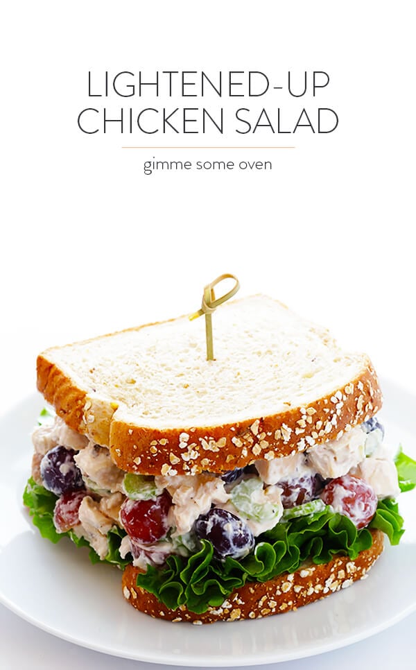 Lightened-Up Chicken Salad Recipe -- made with Greek yogurt and all of the classic ingredients we all love! | gimmesomeoven.com