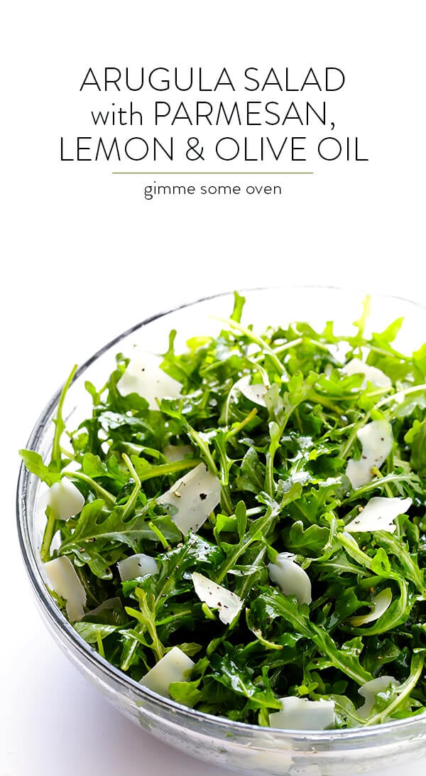 5-Ingredient Arugula Salad with Parmesan, Lemon and Olive Oil -- super easy, and always so fresh and tasty! | gimmesomeoven.com