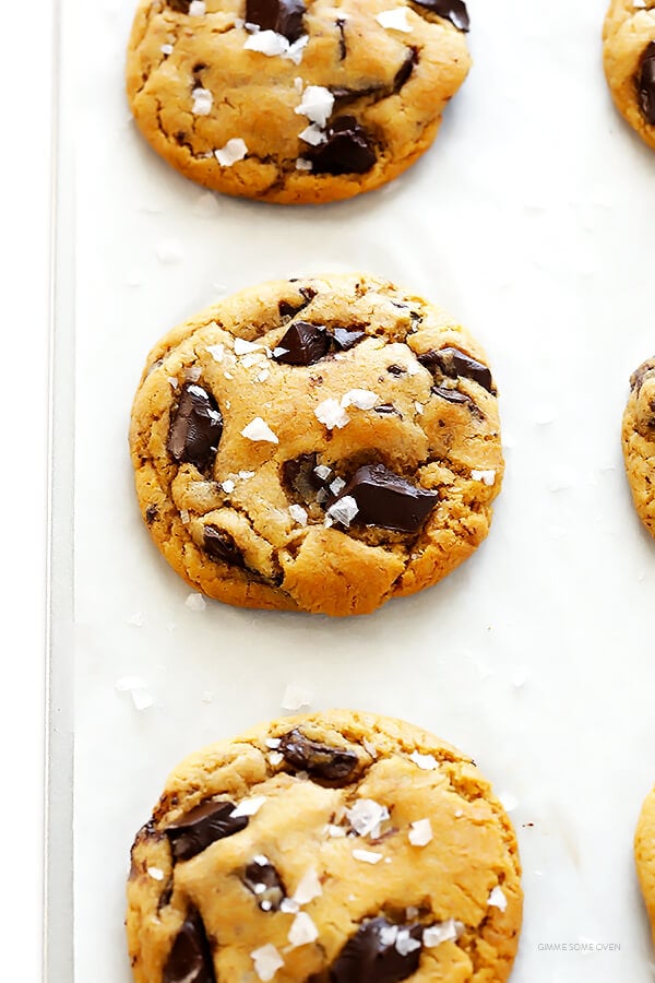 Salted Whole Wheat Chocolate Chip Cookies -- soft and chewy, easy to make, and absolutely heavenly! | gimmesomeoven.com