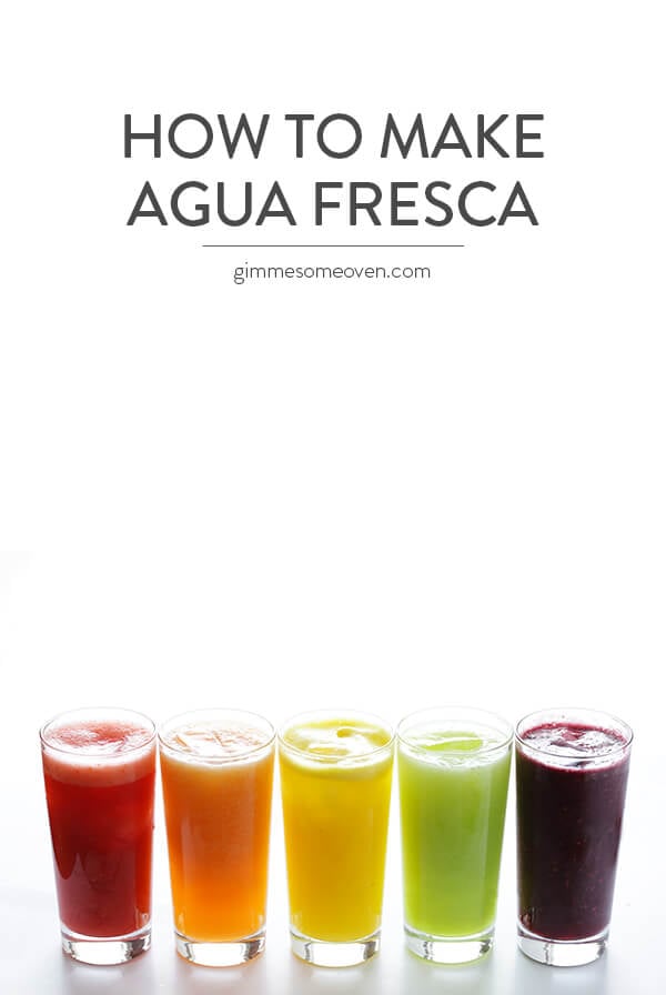 Learn how to make a traditional agua fresca drink using any of your favorite fresh fruits! It only takes a minute to make, and this recipe is naturally-sweetened and SO delicious. | gimmesomeoven.com