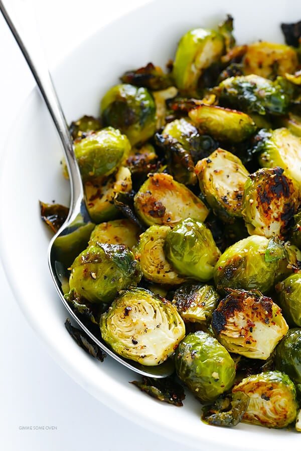 Miso Roasted Brussels Sprouts Recipe -- this side dish is quick and easy to make, and kicked up a notch with this easy miso vinaigrette! | gimmesomeoven.com (Gluten Free / Vegan / Vegetarian)