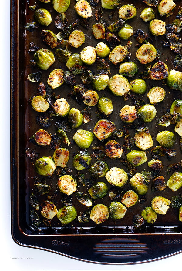 Miso Roasted Brussels Sprouts Recipe -- this side dish is quick and easy to make, and kicked up a notch with this easy miso vinaigrette! | gimmesomeoven.com (Gluten Free / Vegan / Vegetarian)