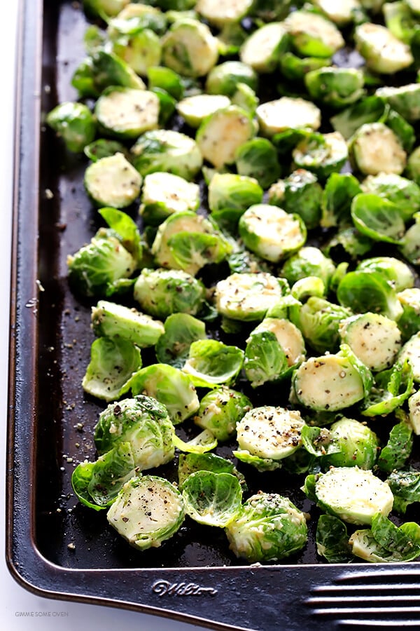 Miso Roasted Brussels Sprouts Recipe -- this side dish is quick and easy to make, and kicked up a notch with this easy miso vinaigrette! | gimmesomeoven.com (Gluten Free / Vegan / Vegetarian)