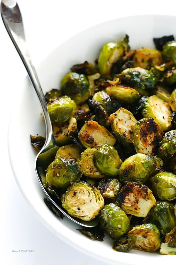 Miso Roasted Brussels Sprouts Recipe -- this side dish is quick and easy to make, and kicked up a notch with this easy miso vinaigrette! | gimmesomeoven.com (Gluten Free / Vegan / Vegetarian)