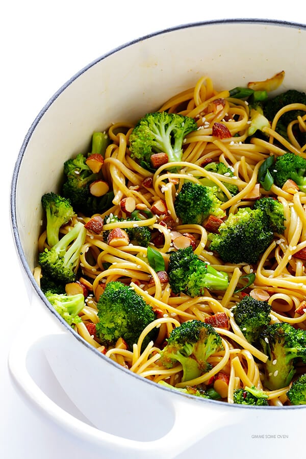 Sesame Noodles with Broccoli and Almonds -- ready to go in 20 minutes, and full of the best fresh flavors! | gimmesomeoven.com