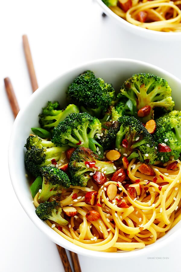 Sesame Noodles with Broccoli and Almonds -- ready to go in 20 minutes, and full of the best fresh flavors! | gimmesomeoven.com