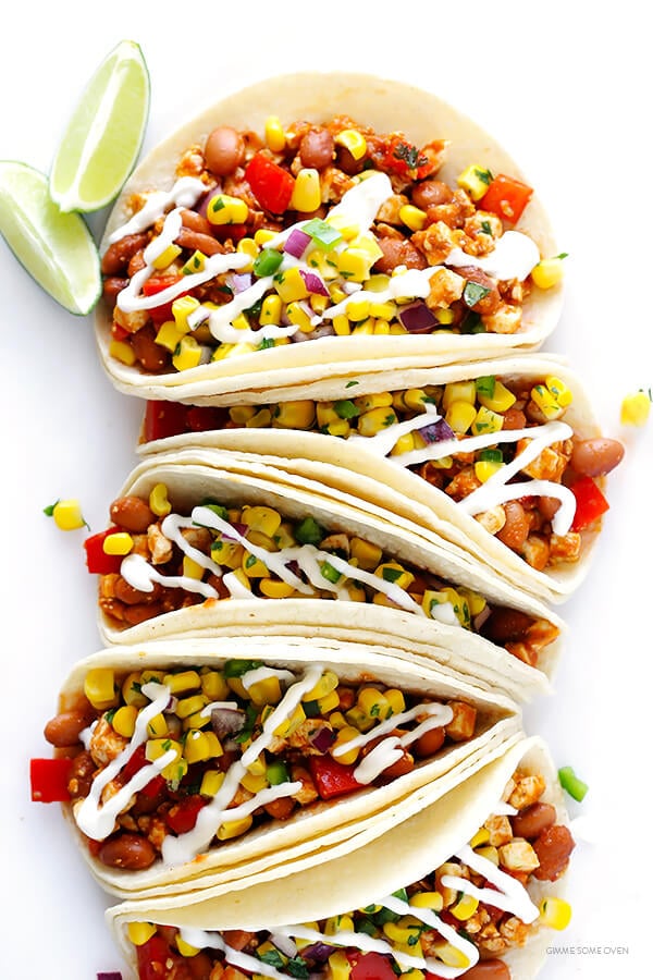 These Chipotle Sofritas (Tofu) Tacos are quick and easy to prepare, and made with a heavenly Mexican chipotle tomato sauce. Plus, they're also naturally gluten-free and vegan! | gimmesomeoven.com