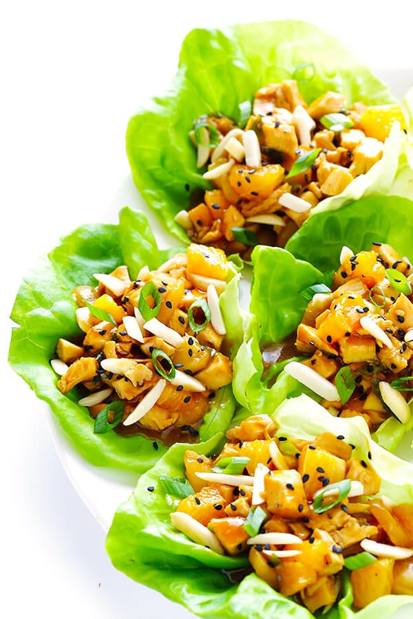 These Orange Chicken Lettuce Wraps are quick and easy to make, they're naturally sweetened with honey and orange juice, and they are SO fresh and delicious! | gimmesomeoven.com