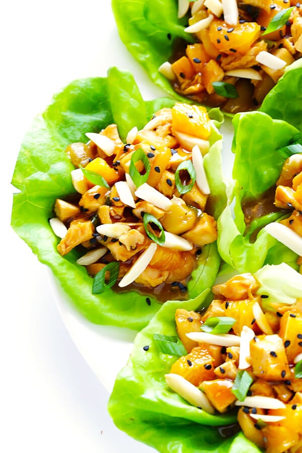 These Orange Chicken Lettuce Wraps are quick and easy to make, they're naturally sweetened with honey and orange juice, and they are SO fresh and delicious! | gimmesomeoven.com