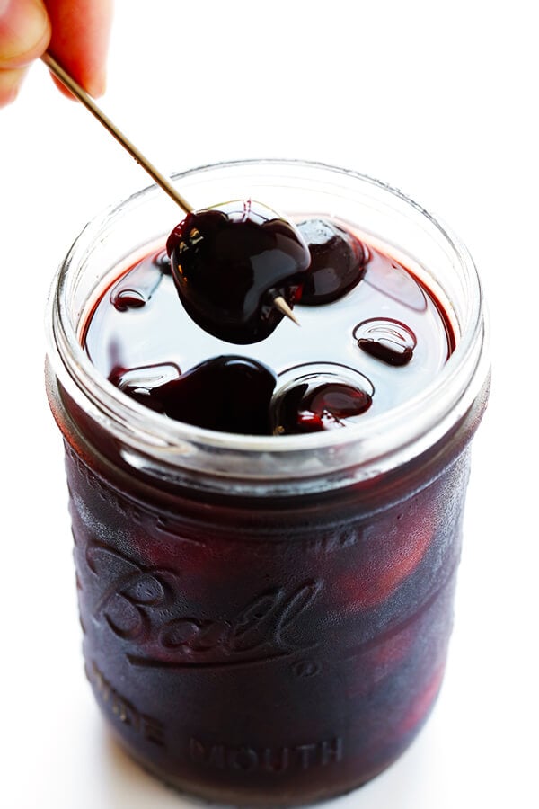 This Bourbon-Soaked Cherries recipe is super-easy to make, naturally-sweetened, and the perfect addition to your favorite cocktails. | gimmesomeoven.com