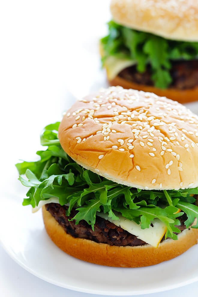 This 20-Minute Black Bean Burgers recipe is my favorite! It's quick and easy to make, crispy and juicy (not dried out!), and full of great garlic mushroom flavor. | gimmesomeoven.com