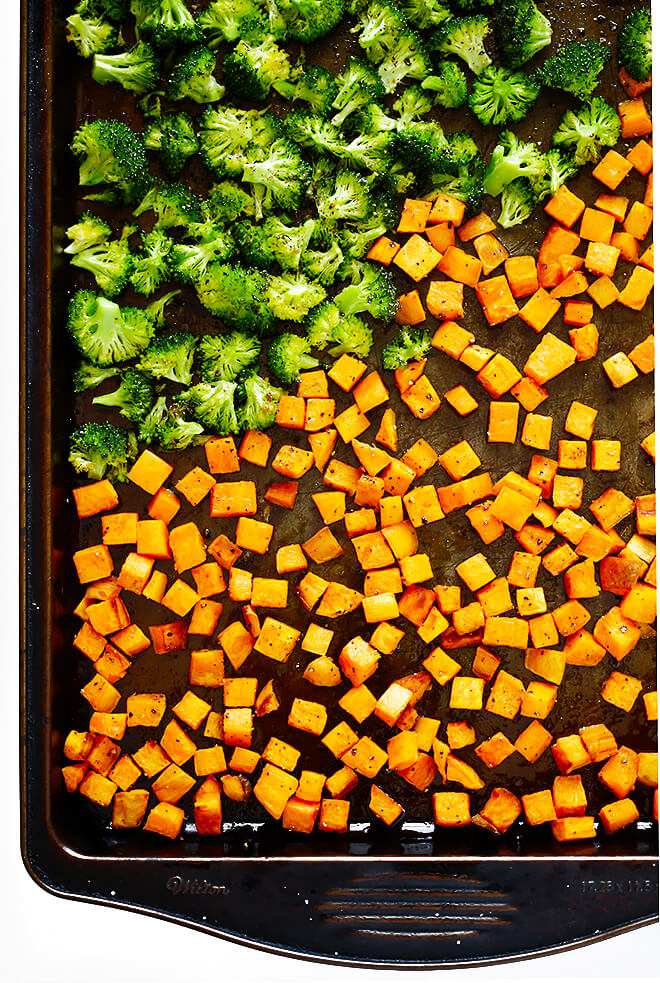 Autumn Kale Salad with Sweet Potatoes, Broccoli and Brown Rice -- a hearty, easy dinner made with my favorite fall flavors! | gimmesomeoven.com