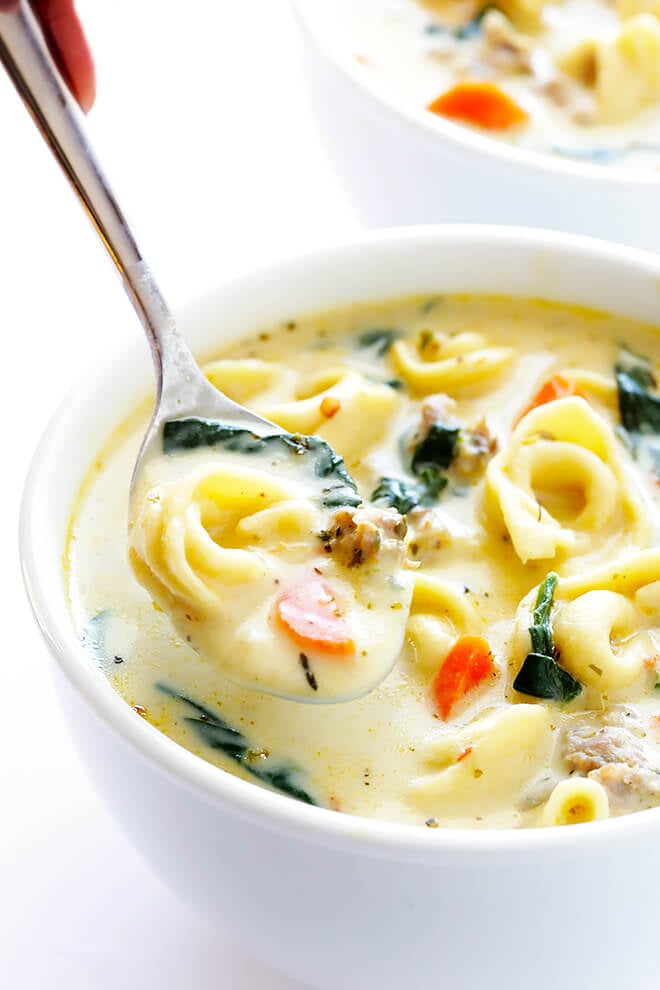 Creamy Tortellini Soup with Italian Sausage | gimmesomeoven.com