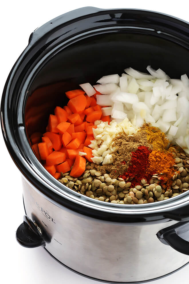 Slow Cooker Curried Lentil Soup - Gimme Some Oven