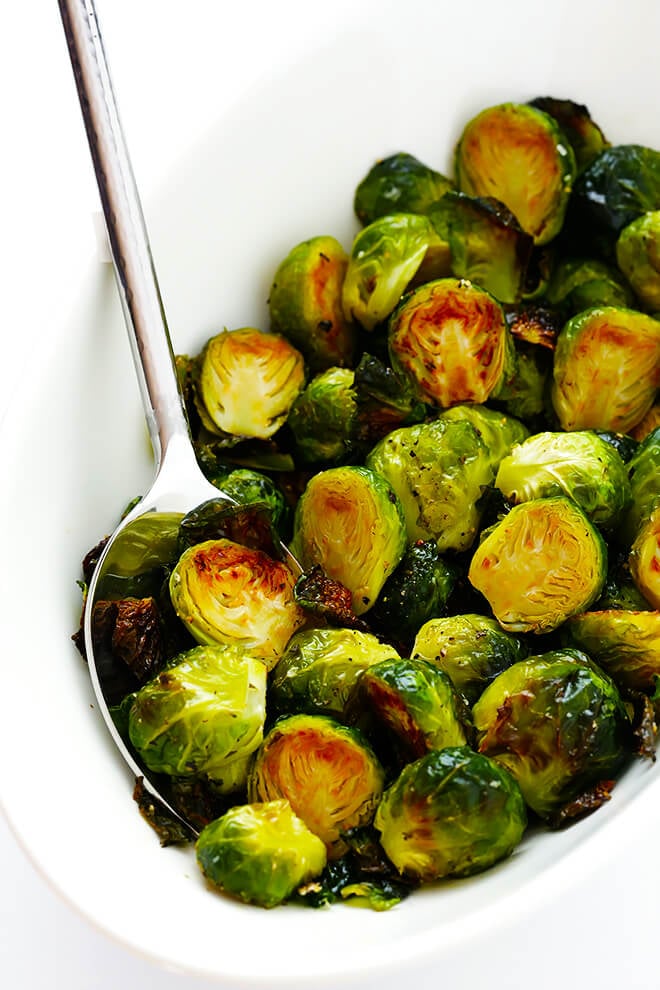 My favorite recipe for classic Roasted Brussels Sprouts. They're easy to make with whatever other seasonings sound good, but the classic recipe is hard to beat! | gimmesomeoven.com