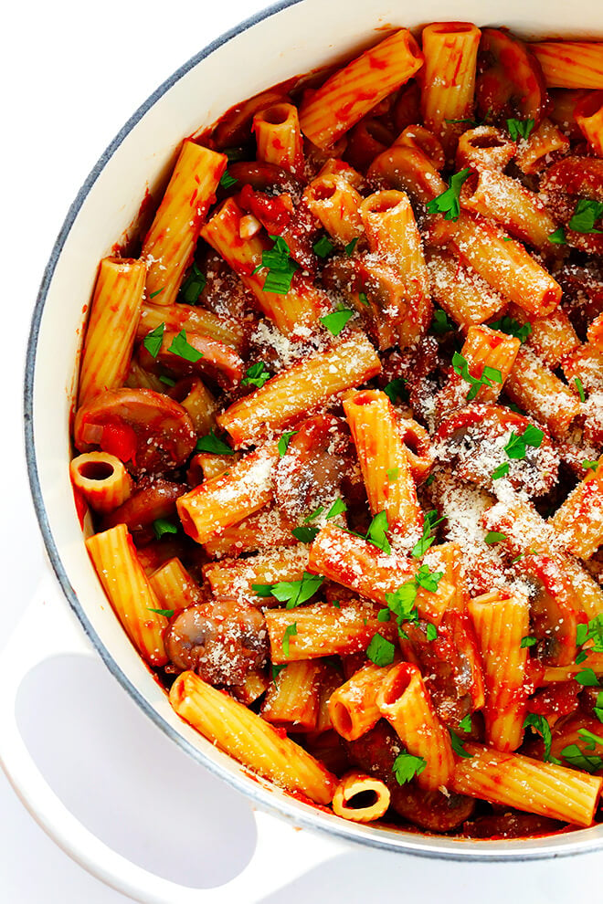 rigatoni with mushrooms, rosemary and parmesan