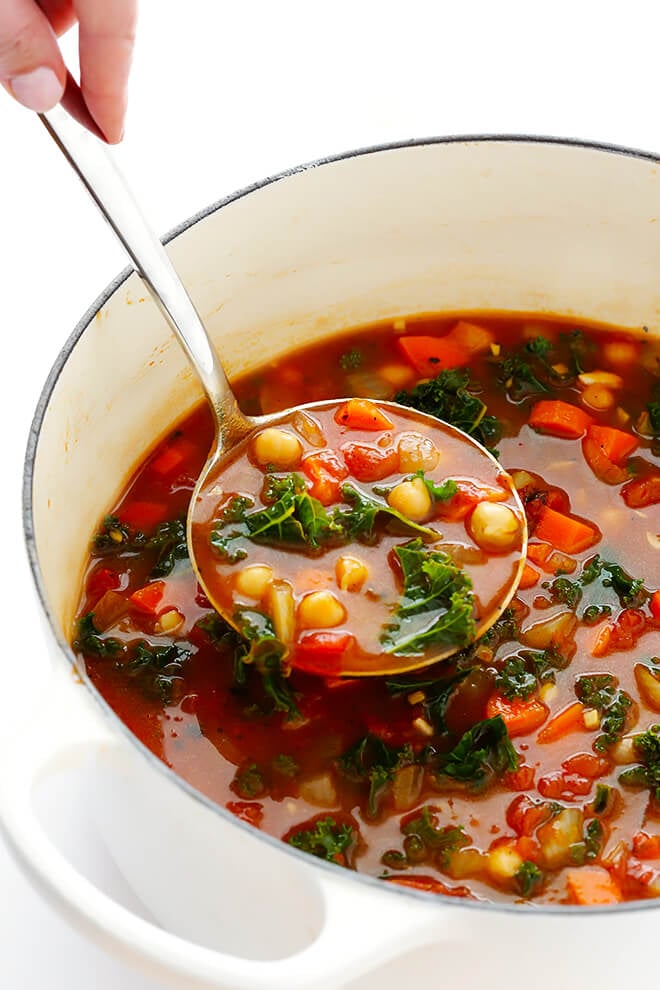 This 20-Minute Moroccan Chickpea Soup recipe is full of rich flavors, and incredibly quick and easy to make. | gimmesomeoven.com (Vegetarian / Vegan / Gluten-Free)