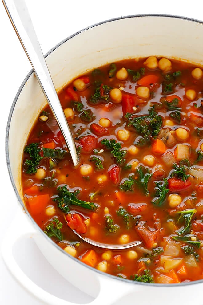 This 20-Minute Moroccan Chickpea Soup recipe is full of rich flavors, and incredibly quick and easy to make. | gimmesomeoven.com (Vegetarian / Vegan / Gluten-Free)