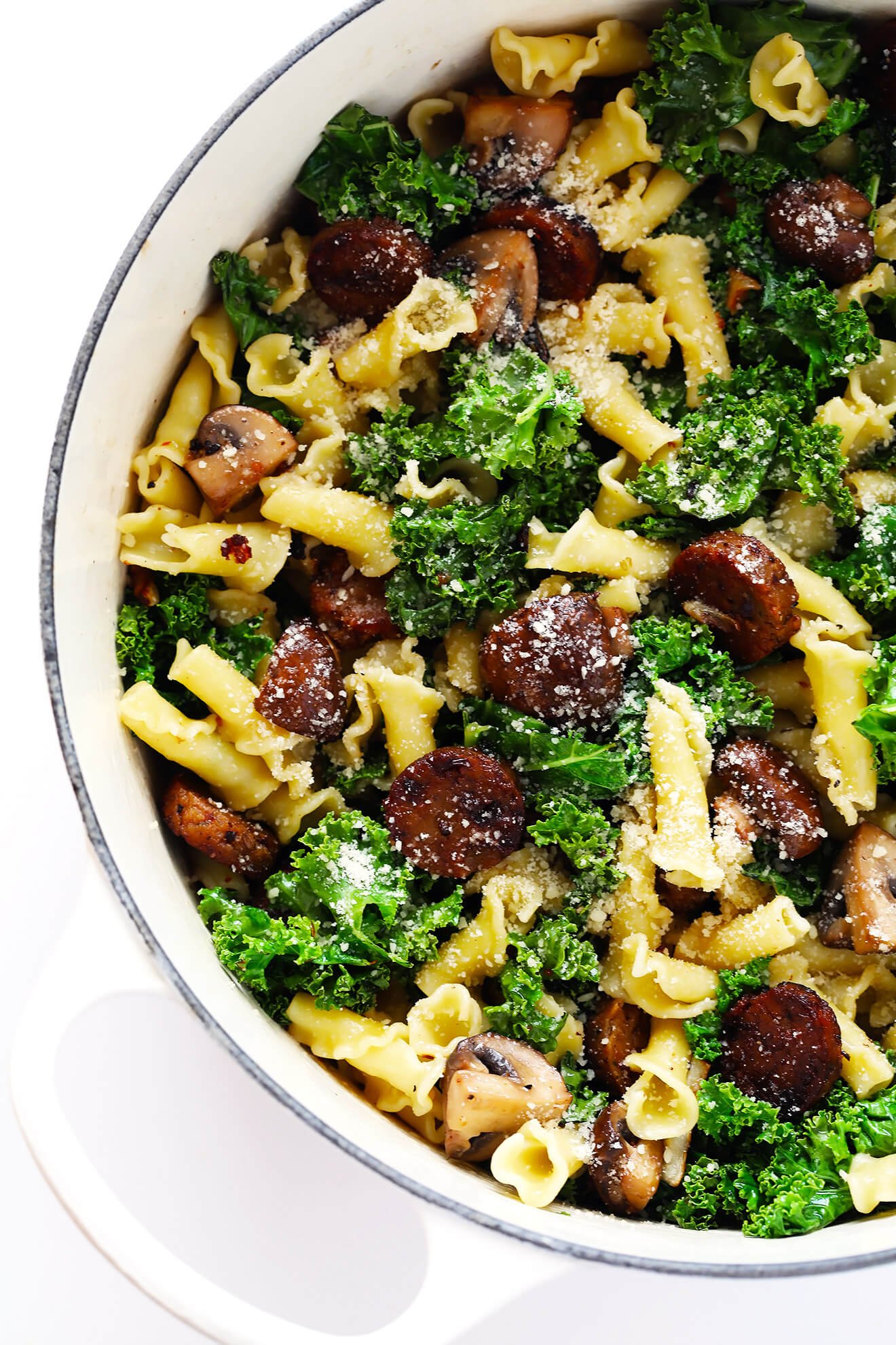 Pasta with Italian Sausage, Kale and Mushrooms - Gimme Some Oven