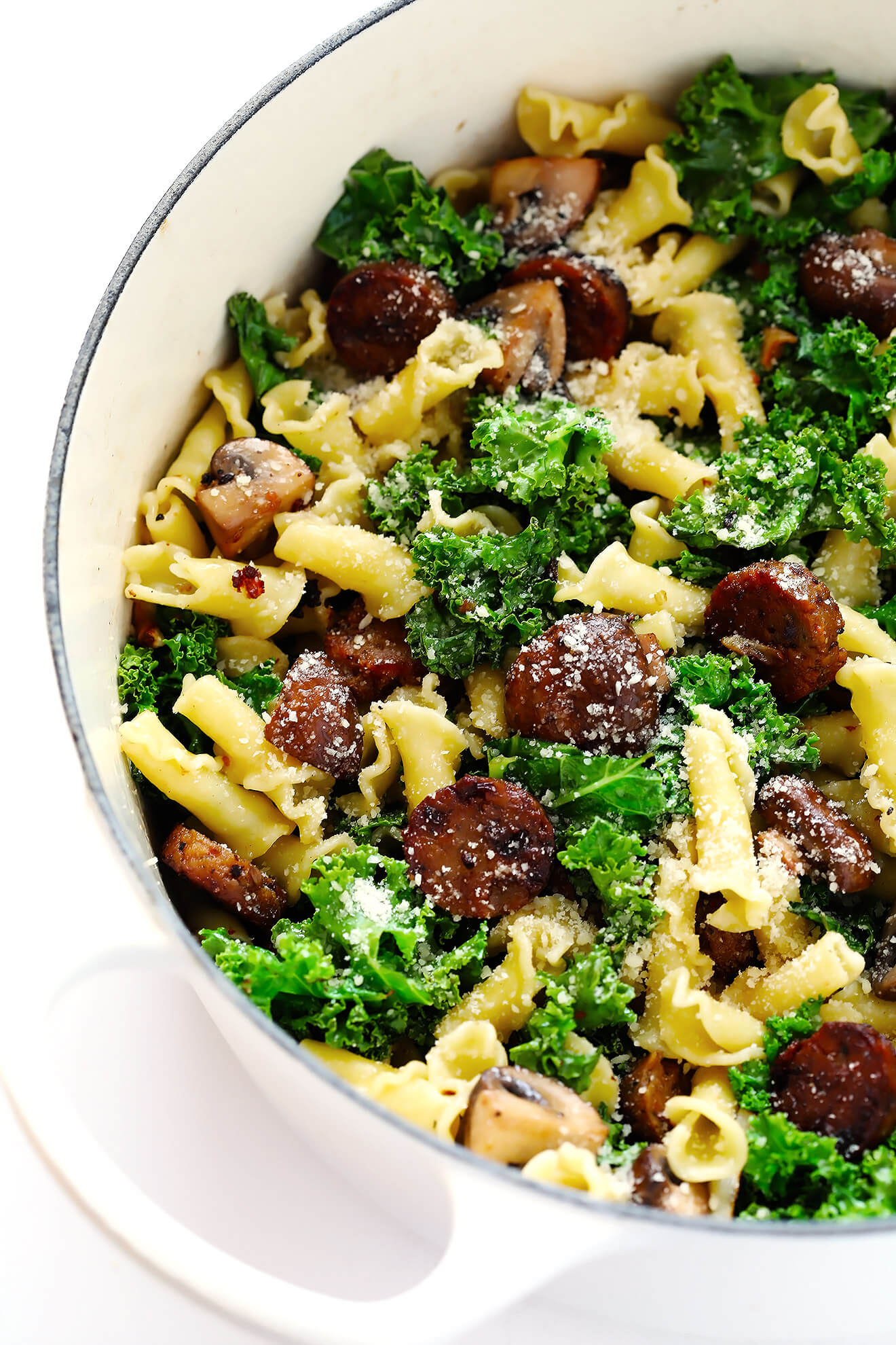 Pasta with Italian Sausage, Kale and Mushrooms | Gimme Some Oven