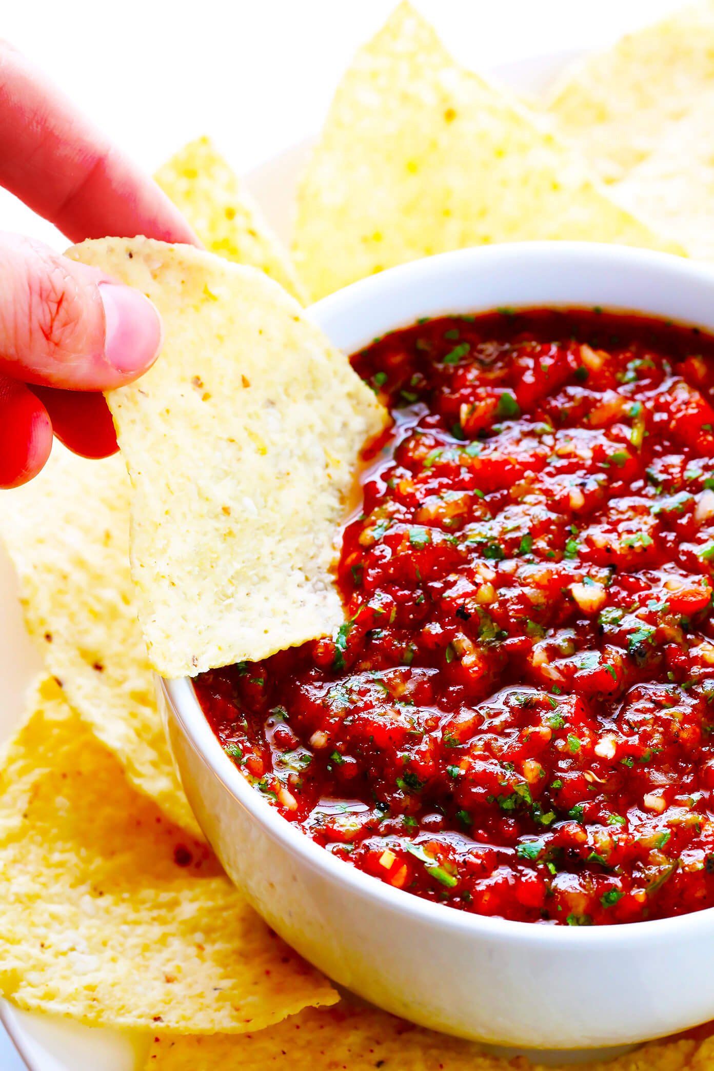 Chips and the BEST homemade restaurant-style salsa recipe