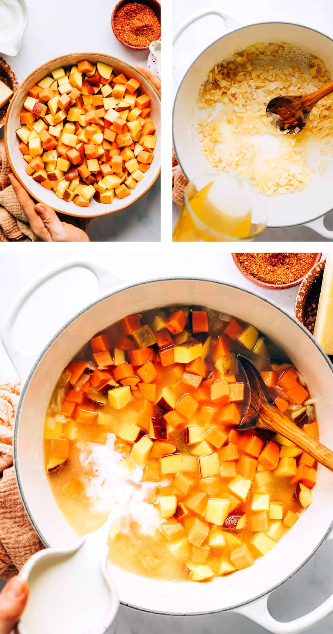 Step by step photos for how to make potato soup