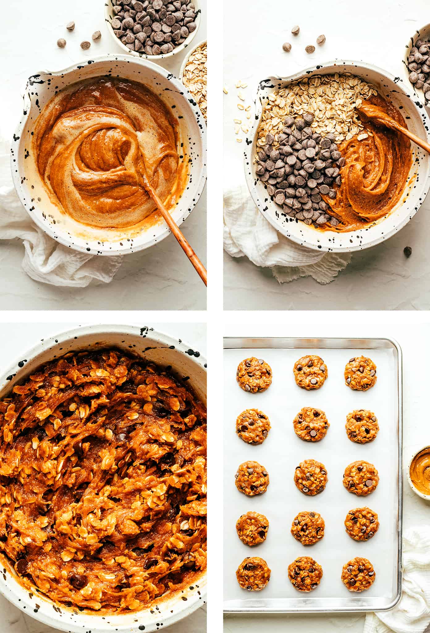 Step by step photos showing how to make peanut butter cookies