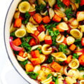 Pasta with Caramelized Sweet Potatoes, Kale and Parmesan (Vegetarian)