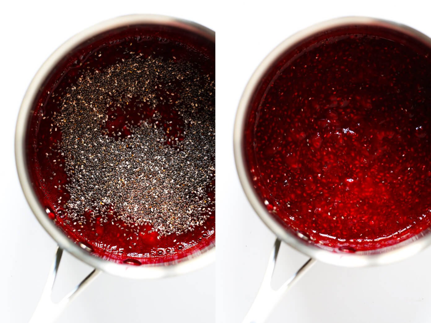 This 10-Minute Chia Seed Jam recipe is super easy to make, it's made with just 1 tablespoon of honey (instead of tons of added sugars!), it's perfect for breakfasts (toast, parfaits, etc.), sandwiches, cookies, and more, and it's SO delicious! Feel free to make it with your favorite juicy fruit (such as strawberry, blackberry, raspberry, peach, etc.). | Gimme Some Oven #chiajam #cleaneating #chiaseed #healthybreakfast