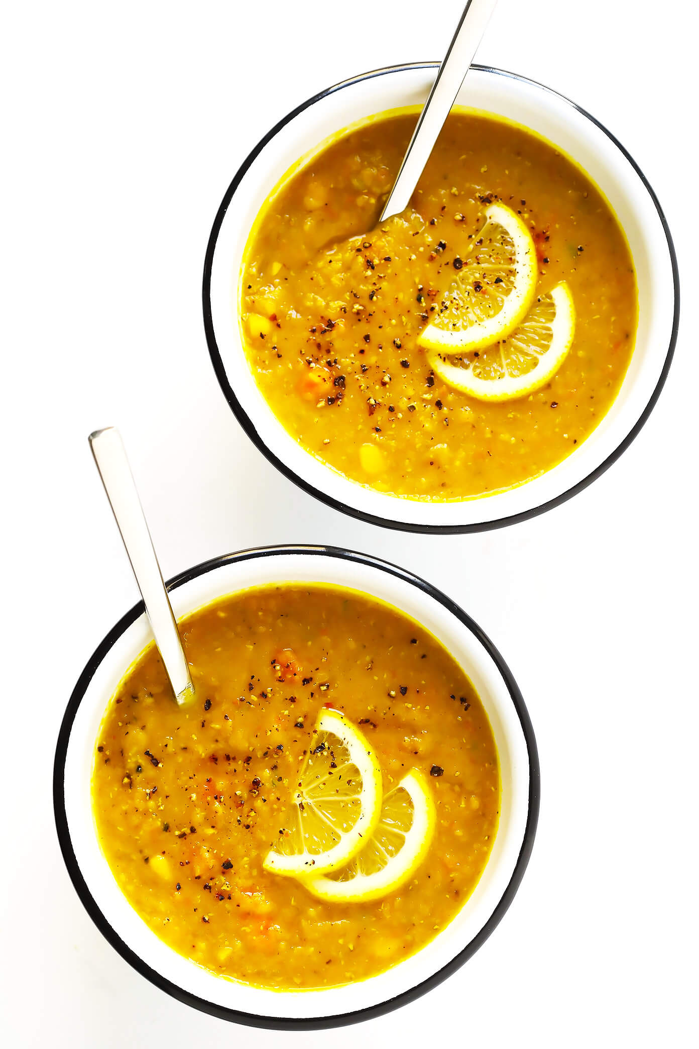 This is the BEST lentil soup recipe!! It's full of amazing lemony flavor, it's naturally healthy and vegan and gluten-free, it's quick and easy to make, and SO delicious. Instant Pot and Slow Cooker instructions included too! | Gimme Some Oven #lentilsoup #instantpot #cleaneating #redlentilsoup #glutenfree #vegan