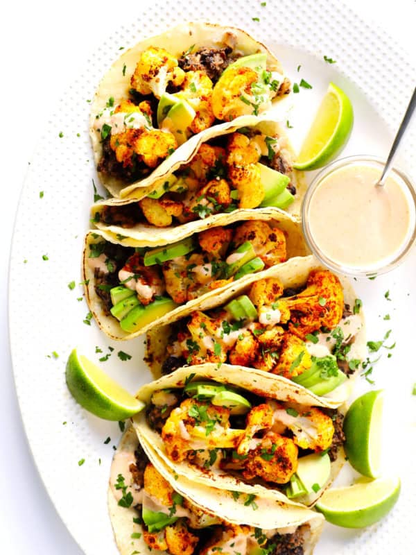 Roasted Cauliflower and Black Bean Vegetarian Tacos Recipe