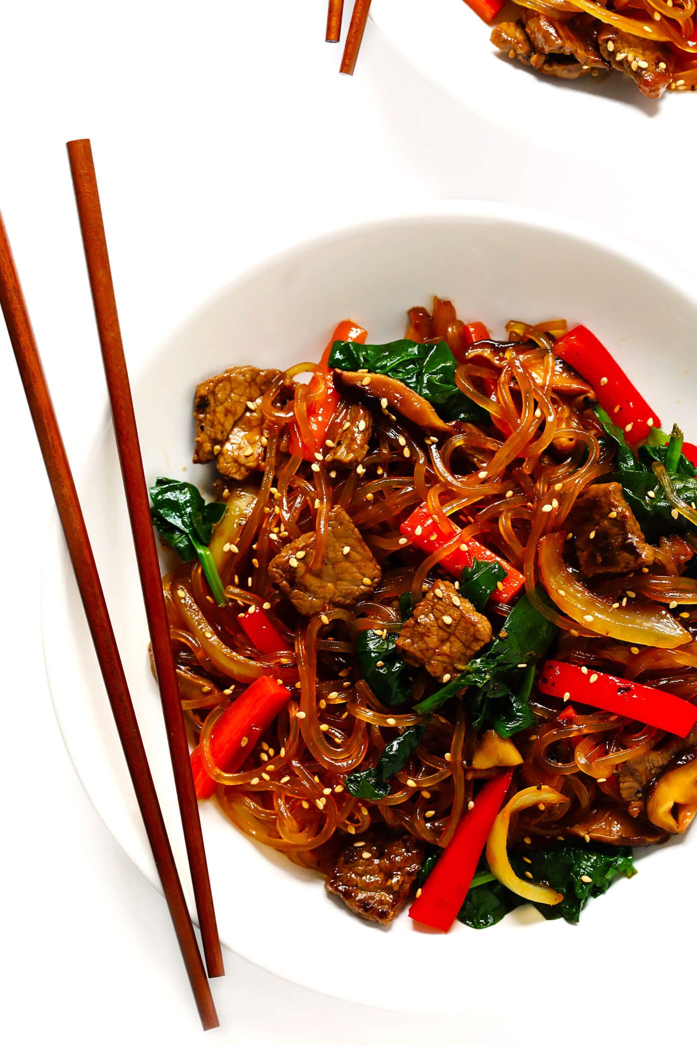 Japchae with beef and veggies