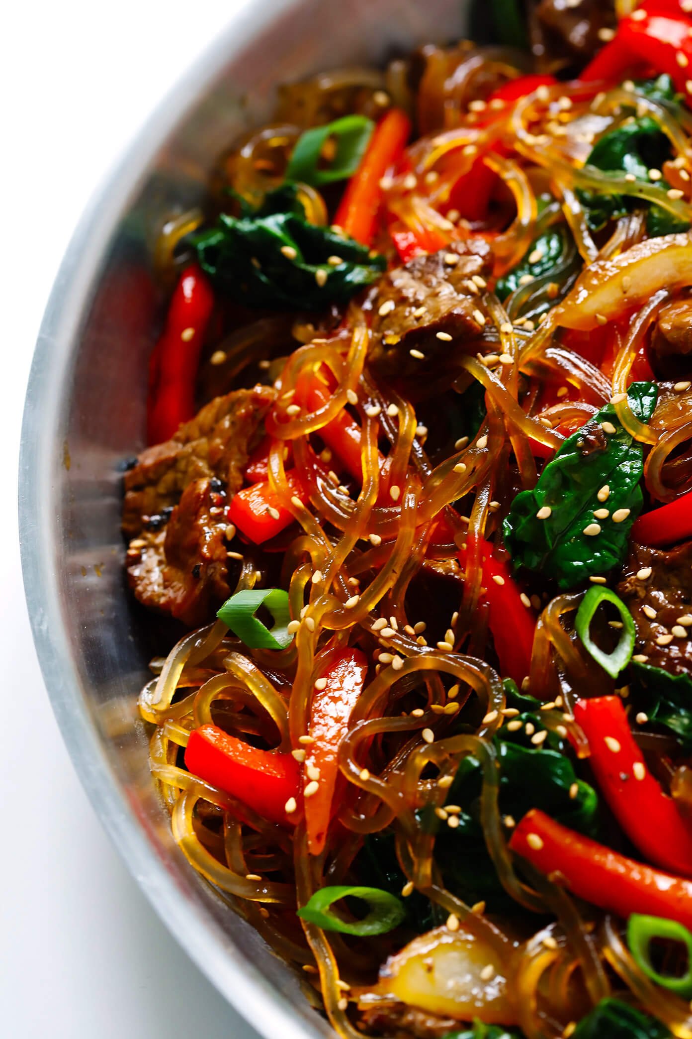 Japchae (Korean Noodle StirFry) Gimme Some Oven