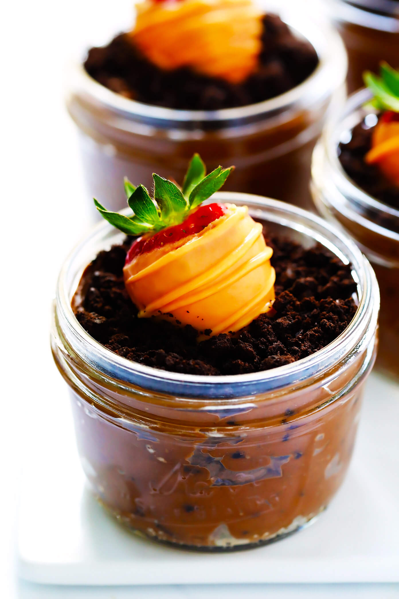 Carrot Patch Dirt Cups with Chocolate-Covered Strawberries