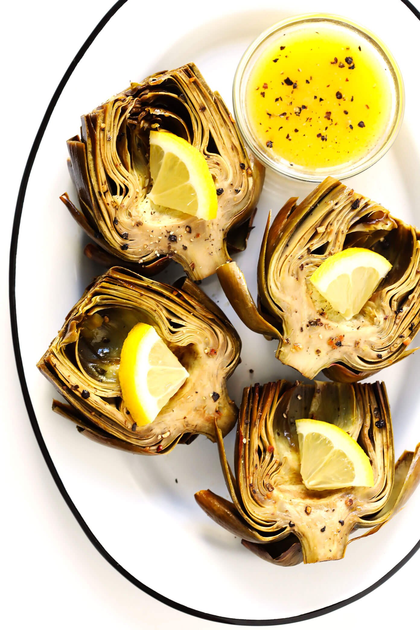 Oven Roasted Artichokes with Lemon Butter Sauce